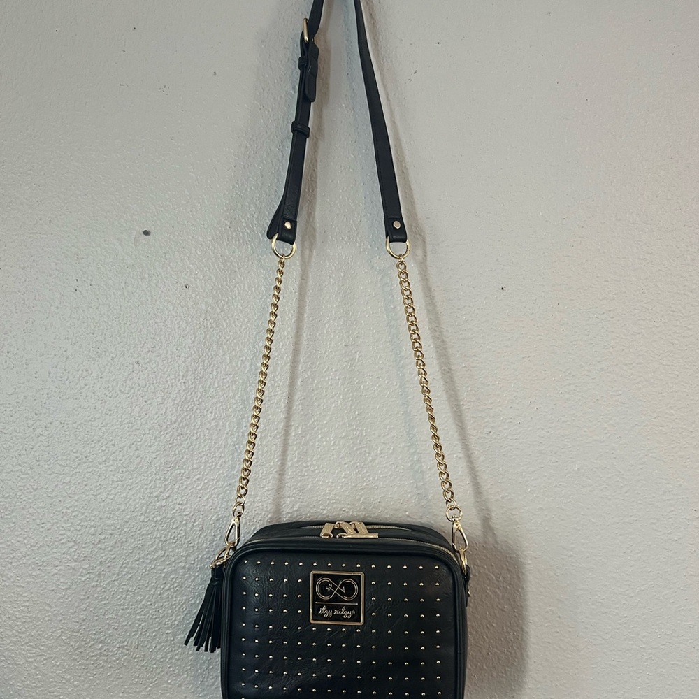 Itzy Ritzy Black Crossbody with Gold Accents
